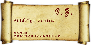Világi Zenina névjegykártya